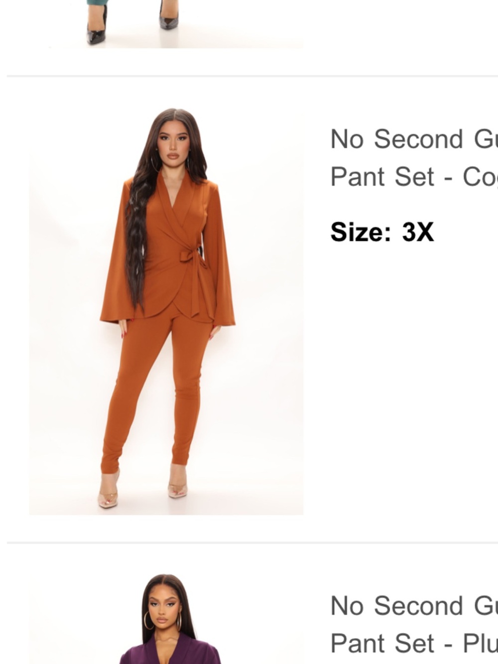 Fashion Nova Burnt Orange Wrap Blazer and Trousers - Picture 2 of 2